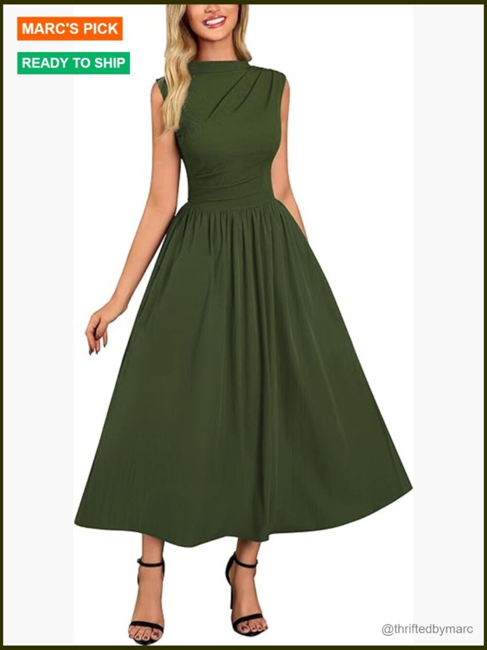 Retro Half Collar Sleeveless Swing Dress with Pockets